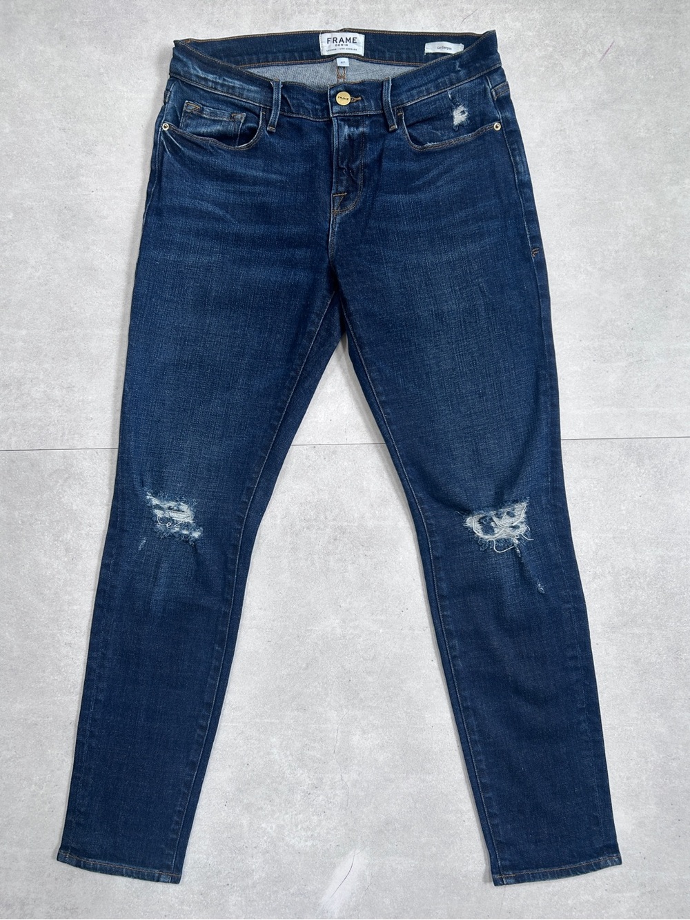 FRAME Le Garçon Jeans Winthrop Wash Distressed Slim Boyfriend Denim Size 27